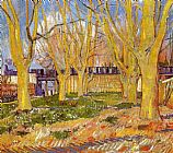 Trees Canvas Paintings - Avenue of Plane Trees near Arles Station